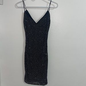 WINDSOR XS/Small Black Rhinestone Mini Dress.